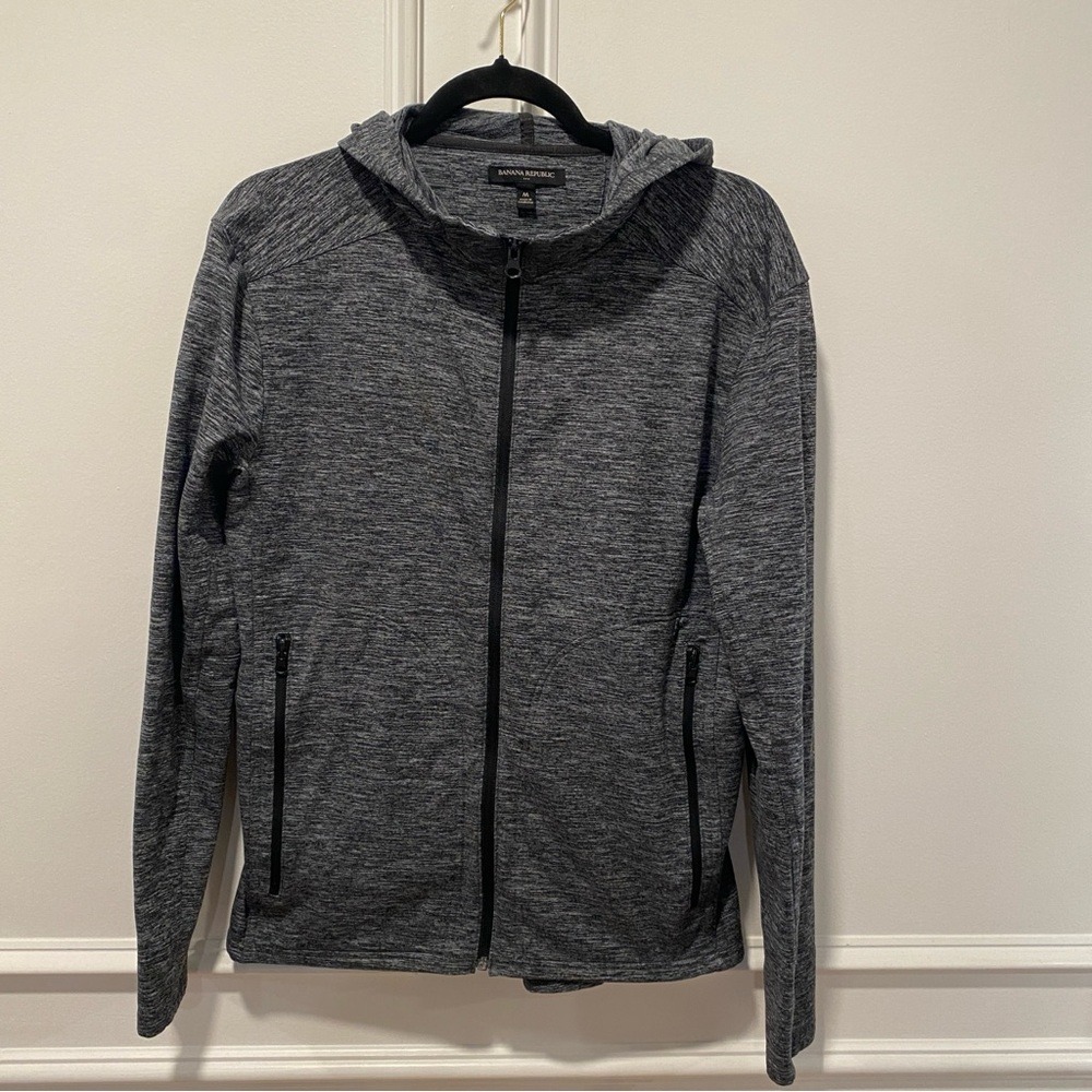 Banana Republic Athletic Hoodie Women's M Gray Heather Full Zip Jacket Pockets